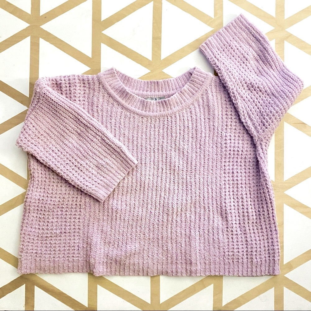 Marled Lilac Purple Cropped Sweater - M